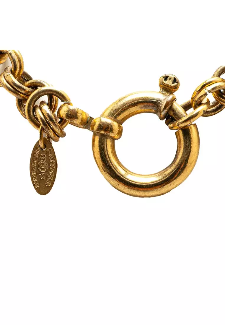 Pre-Loved Chanel Gold Plated Cc Tornado Pendant Necklace