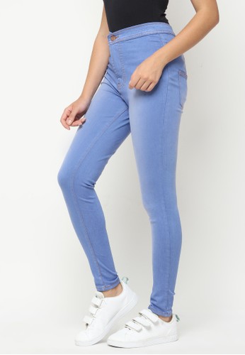 Jual Nuber Petunia Highwaist Celana Jeans Stretch Blue 