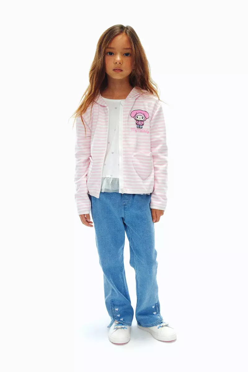 Printed zip-through hoodie