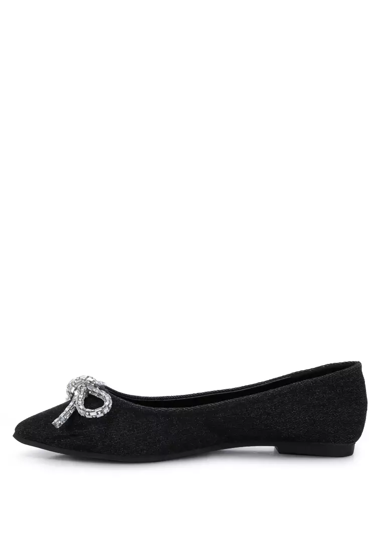 Black Bow Detail Ballet Flats