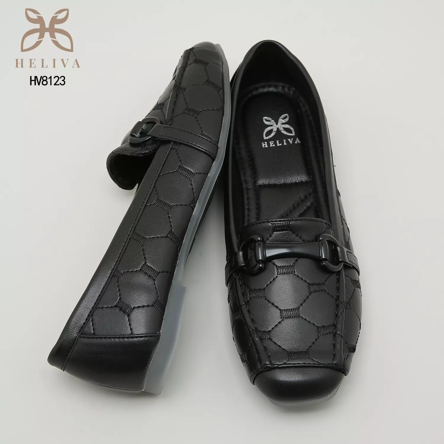 Heliva Abby Sepatu Loafers Slip On Monogram Horsebit