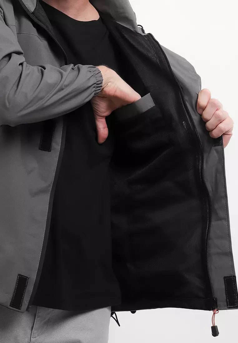 GRAHANGGRA Jaket Waterproof Vasili Hoodie Bisa Dilepas Pasang - Grey