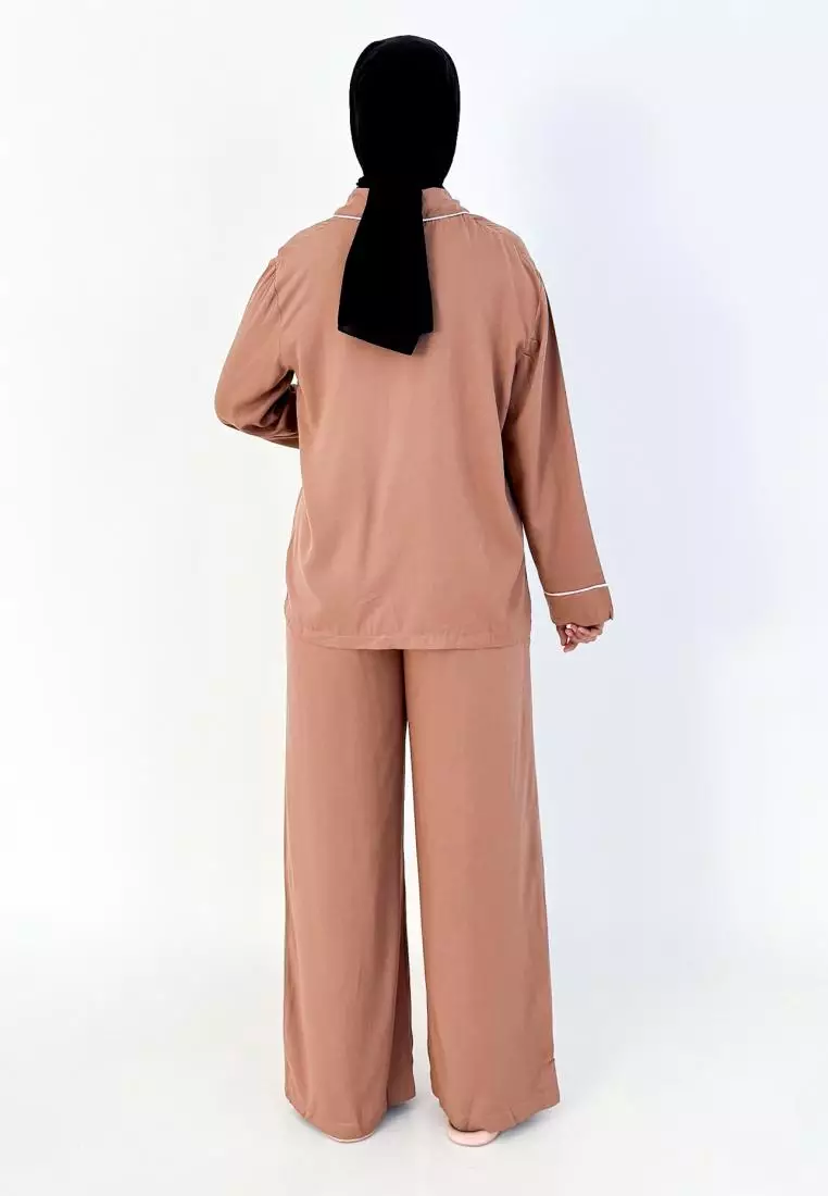 Rara Set (Setelan Piyama Lengan Panjang Wanita) Coklat