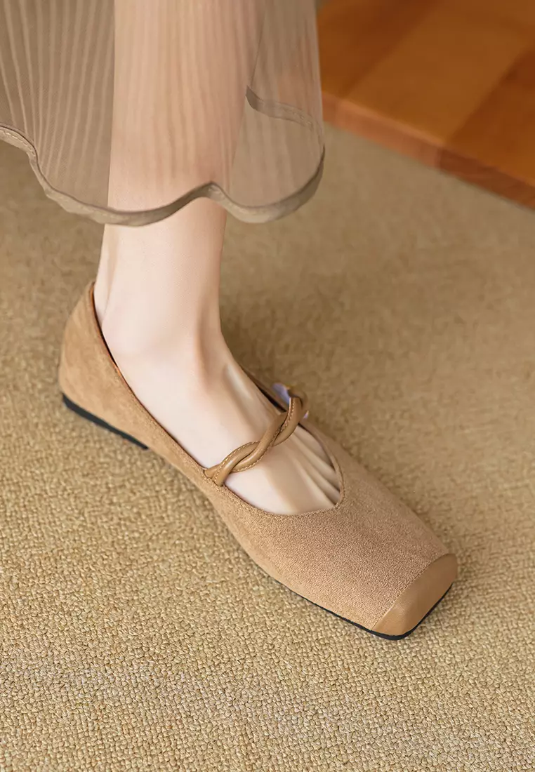 Twist Strap Spliced Mary Jane Shoes WW8929-1