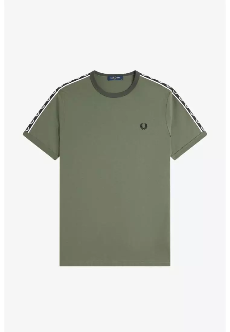 Fred Perry M4613 Contrast Tape Ringer T-Shirt (Laurel Wreath Green / Black)