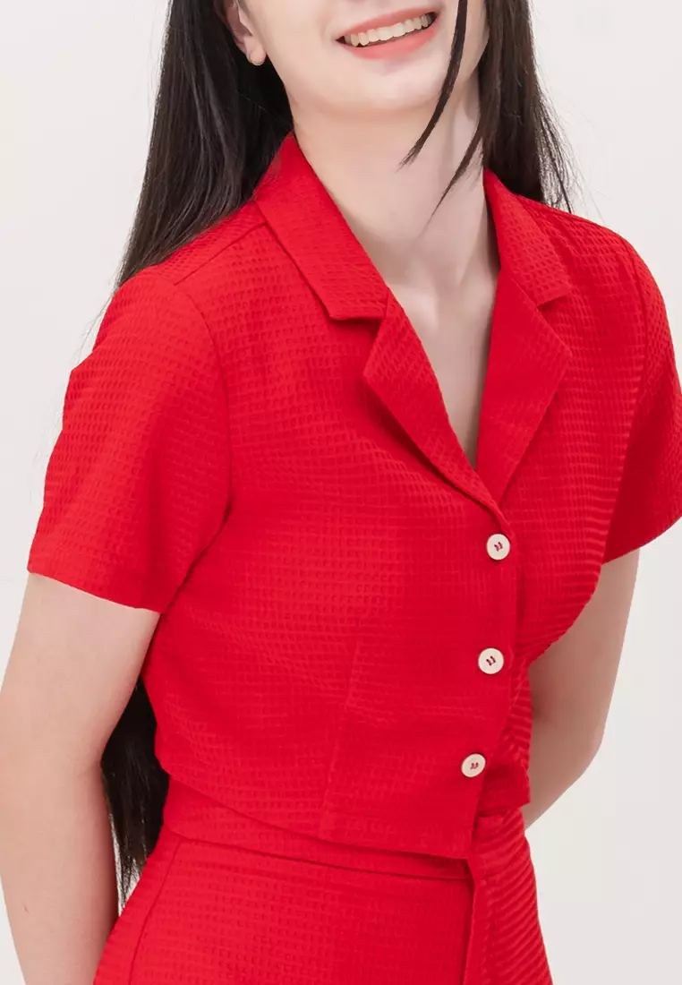 Waffle Crop Top Shirt