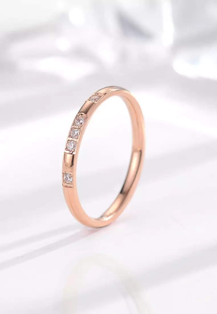 Claudia Cubic Zirconia Band Ring in Rose Gold