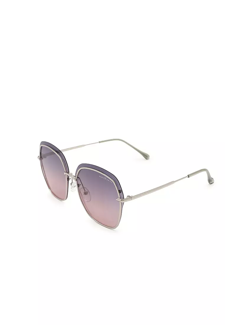 Unisex Polarized Square Sunglasses - Nickel White / Tea-Pink