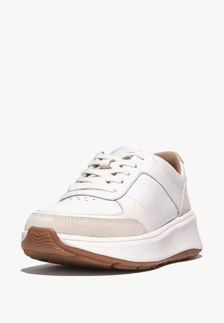 Discount on Fitflop  shoes - SKU: F-Mode Leather/Suede Flatform Sneakers Urban White
