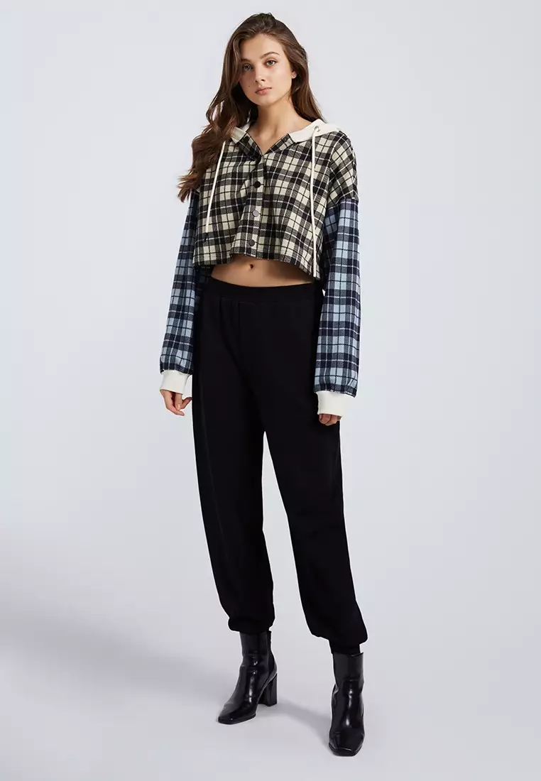 Checkered clearance crop jacket