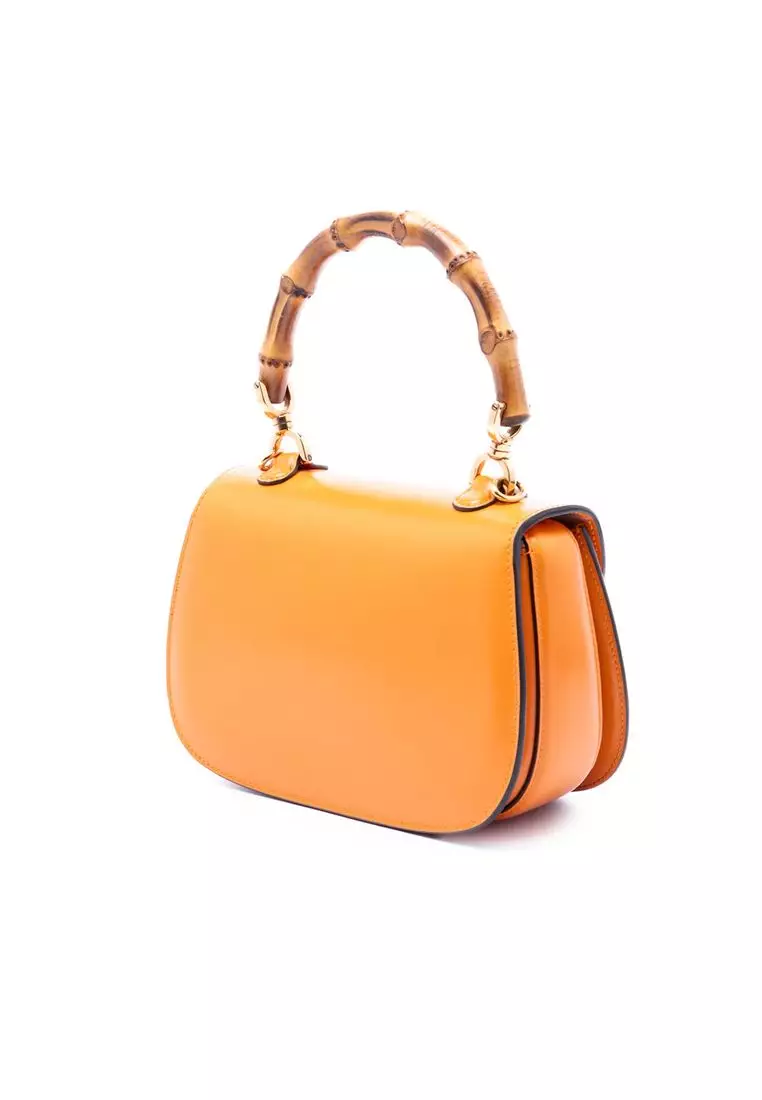 Pre-Loved Gucci Small Calfskin Web Bamboo 1947 Top Handle Bag