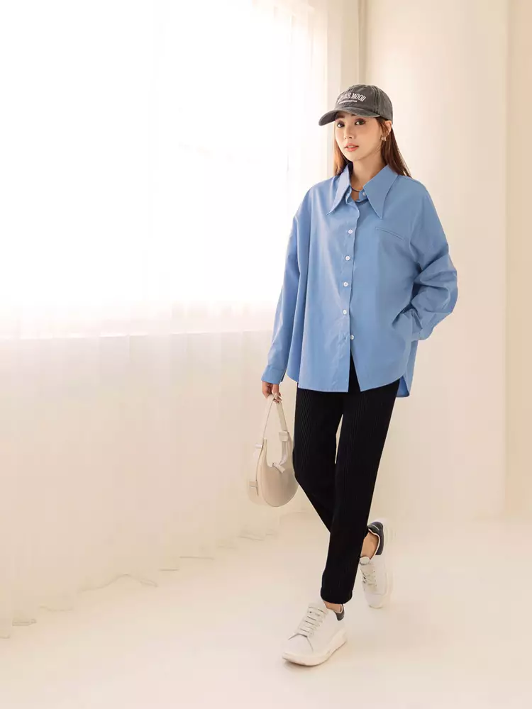 Shirt with Styled Collar and Drop Shoulder Sleeves [AB17845]