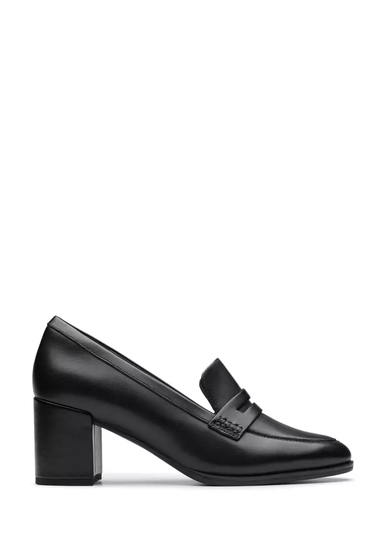 Clarks black leather pumps on sale