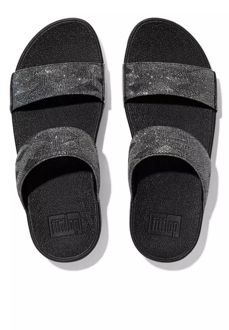 FitFlop LULU Women's Glitz Slides - All Black (ET6-090)