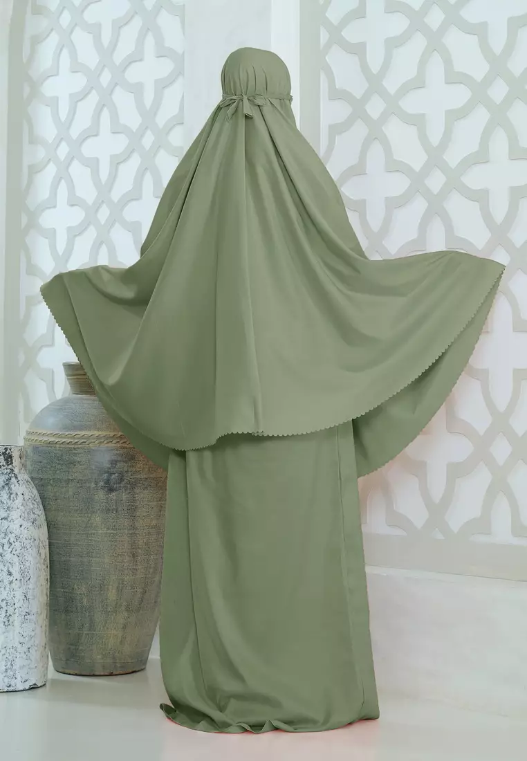 Zelena - Mukena Basic Sabira Lasercut 2in1 Prayer Set - Dewasa