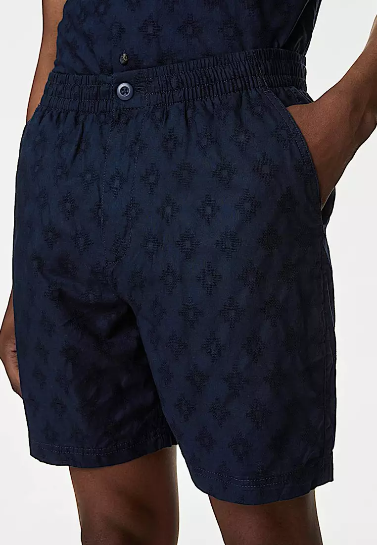 Pure Cotton Elasticated Waist Jacquard Shorts