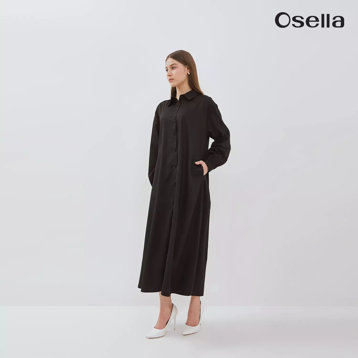 Osella Classic A-Line Shirt Dress 2157660143 | Dress Lengan Panjang Wanita