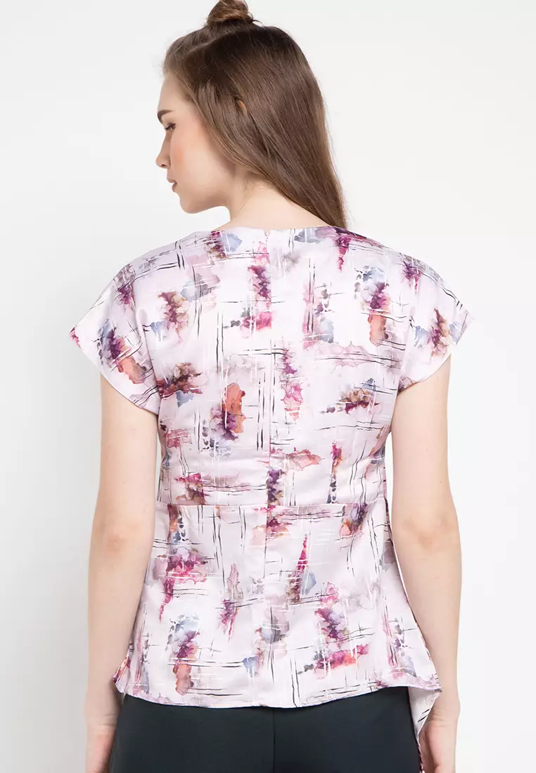 Luca Blouse In Pink Grey Print