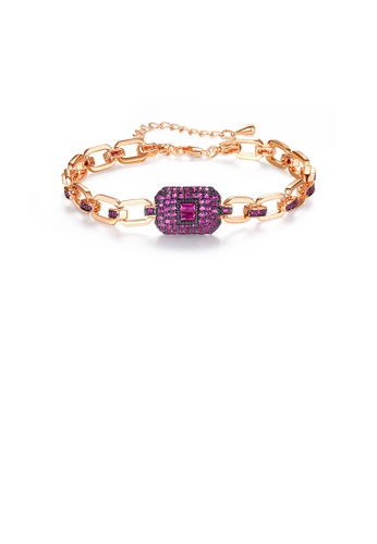Glamorousky purple Fashion Temperament Plated Rose Gold Geometric Bracelet with Cubic Zirconia 13316ACC7CC699GS_1
