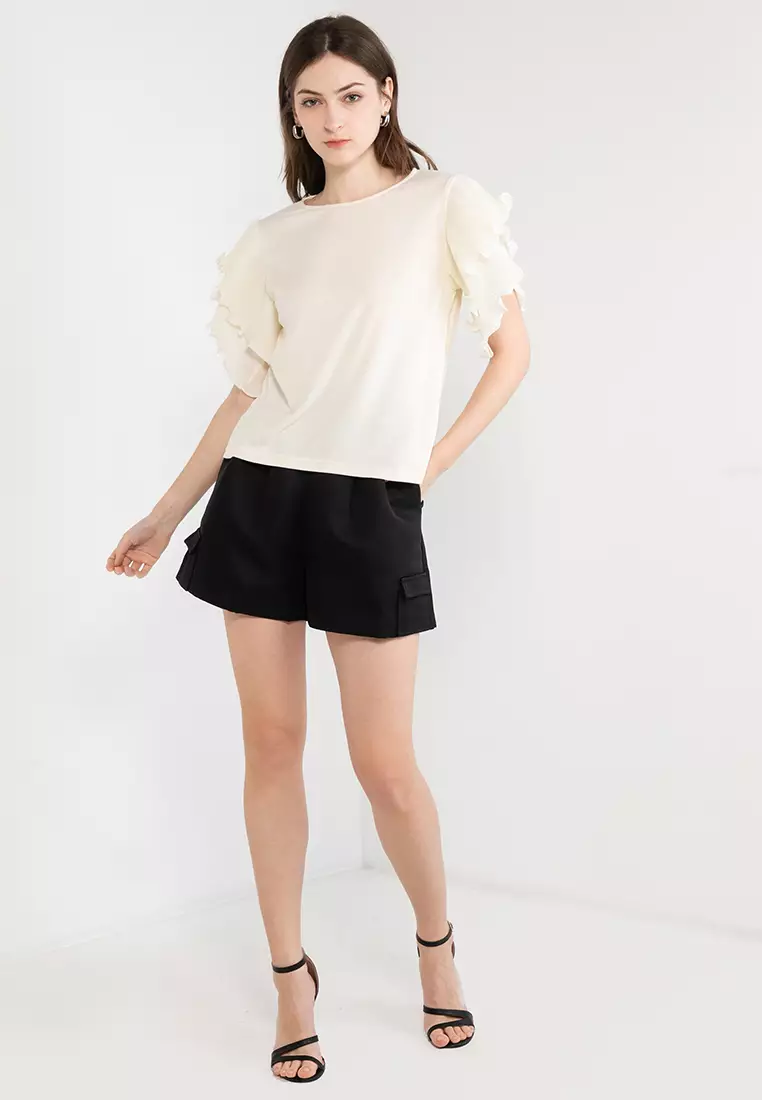 Layered Ruffle Sleeves Top