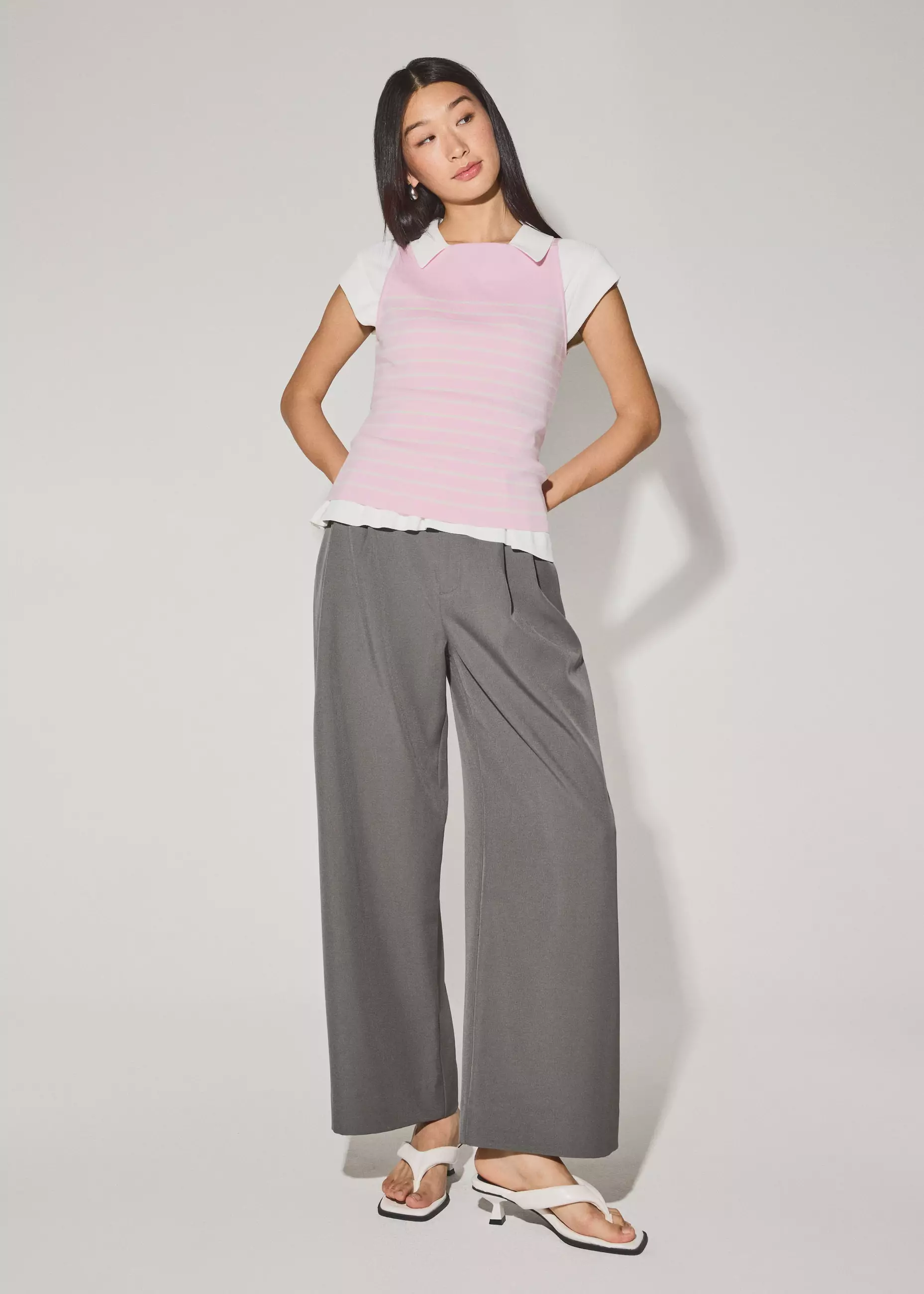 Atasan Wanita - Adele Striped Lyocell Boat Neck Fitted Top