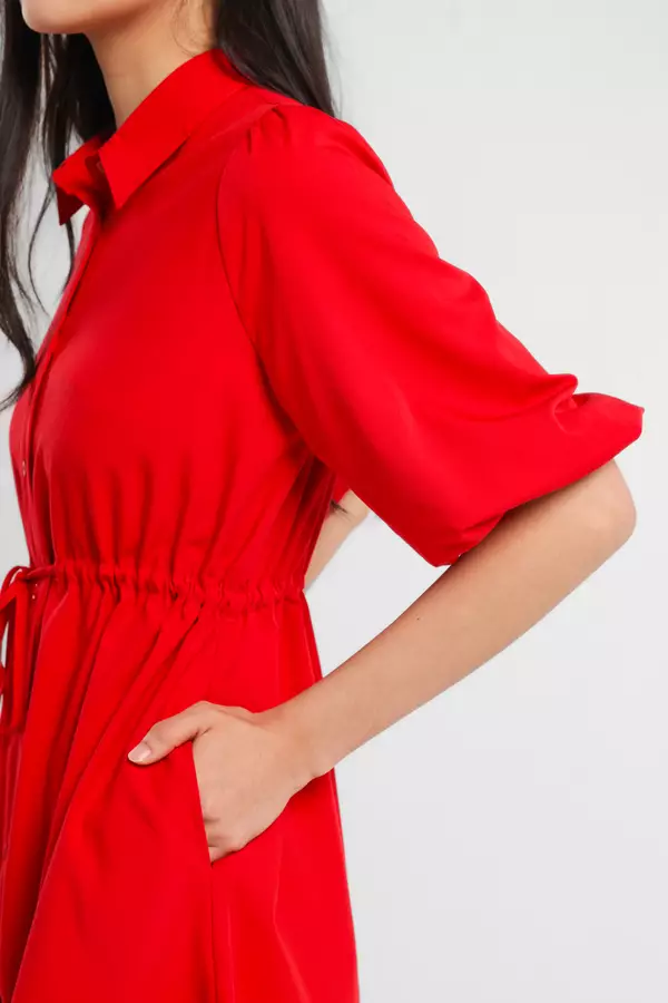 Minimal x Marsha Aruan - Eliza - Dress A-Line - Red Warna Red