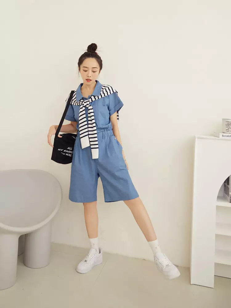 Cotton short sleeve jumpsuit outlet