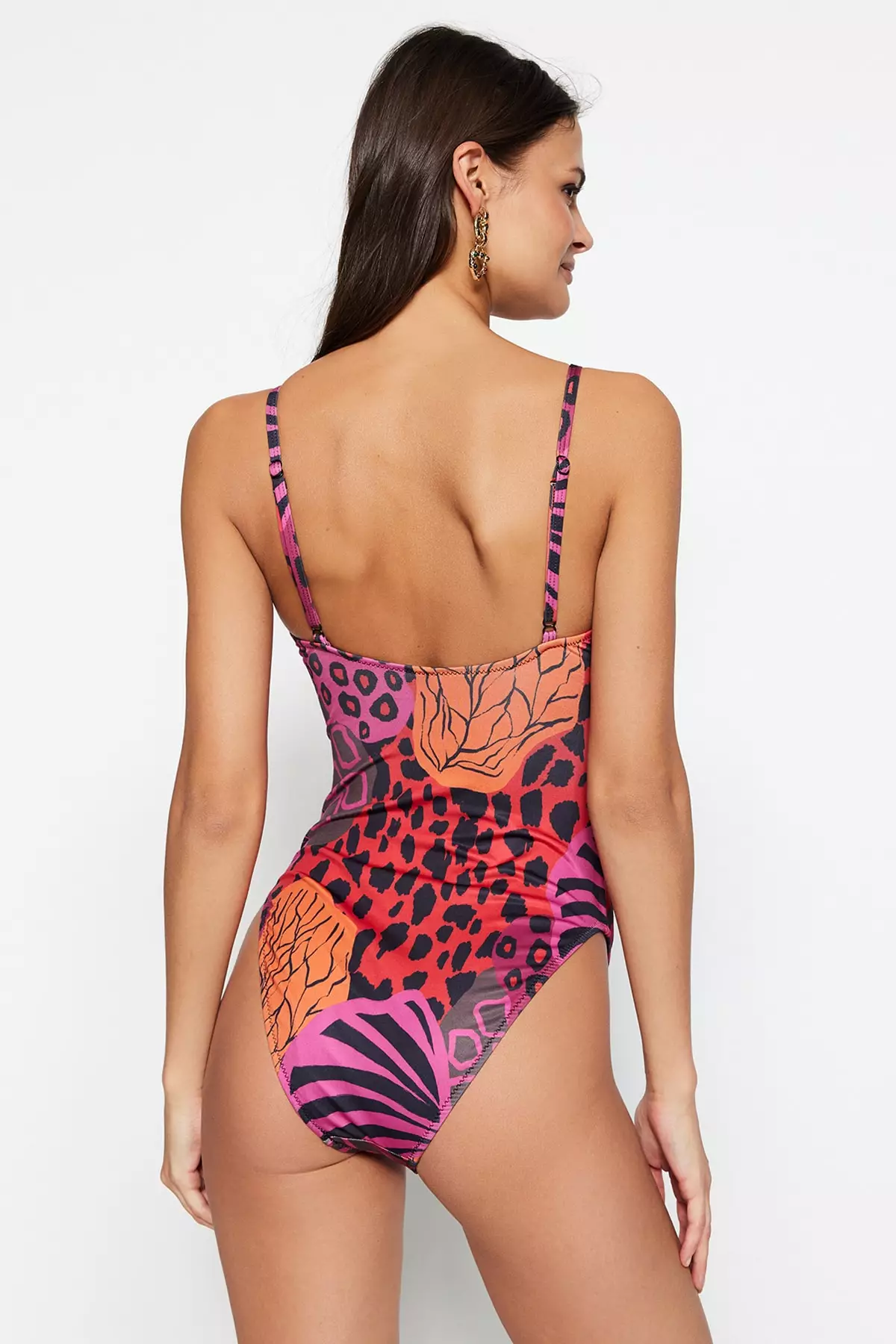 Buy Trendyol Animal Print Round Neck Swimwear with Low-Cut Back Regular Leg  in Multicolor 2024 Online