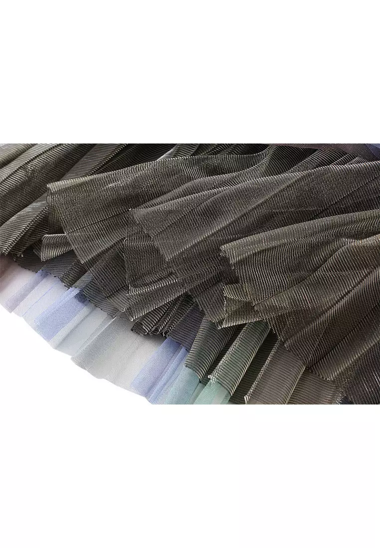 Gradient Rainbow Mesh Maxi Skirt AF0859