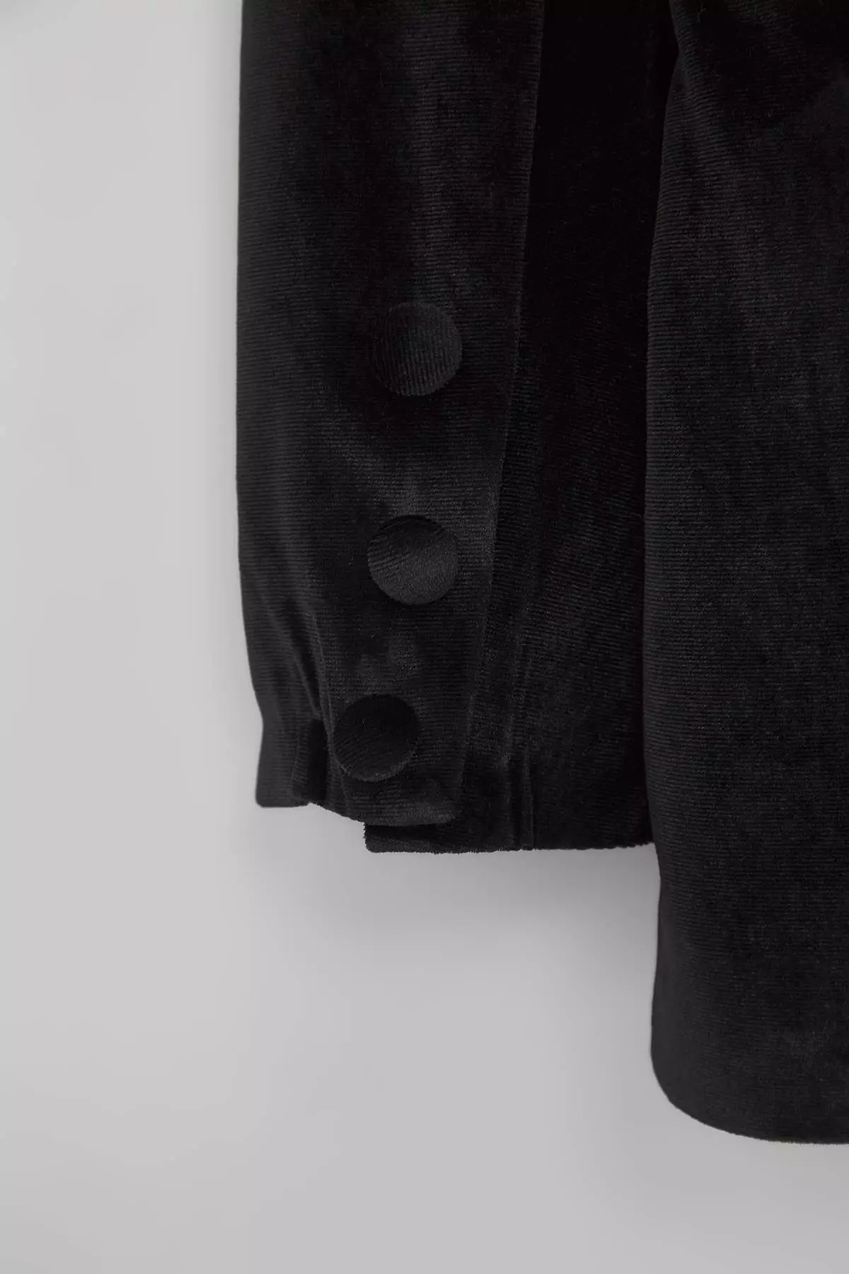 Black Double Breasted Woven Velvet Blazer Jacket Twoaw26Bc00015