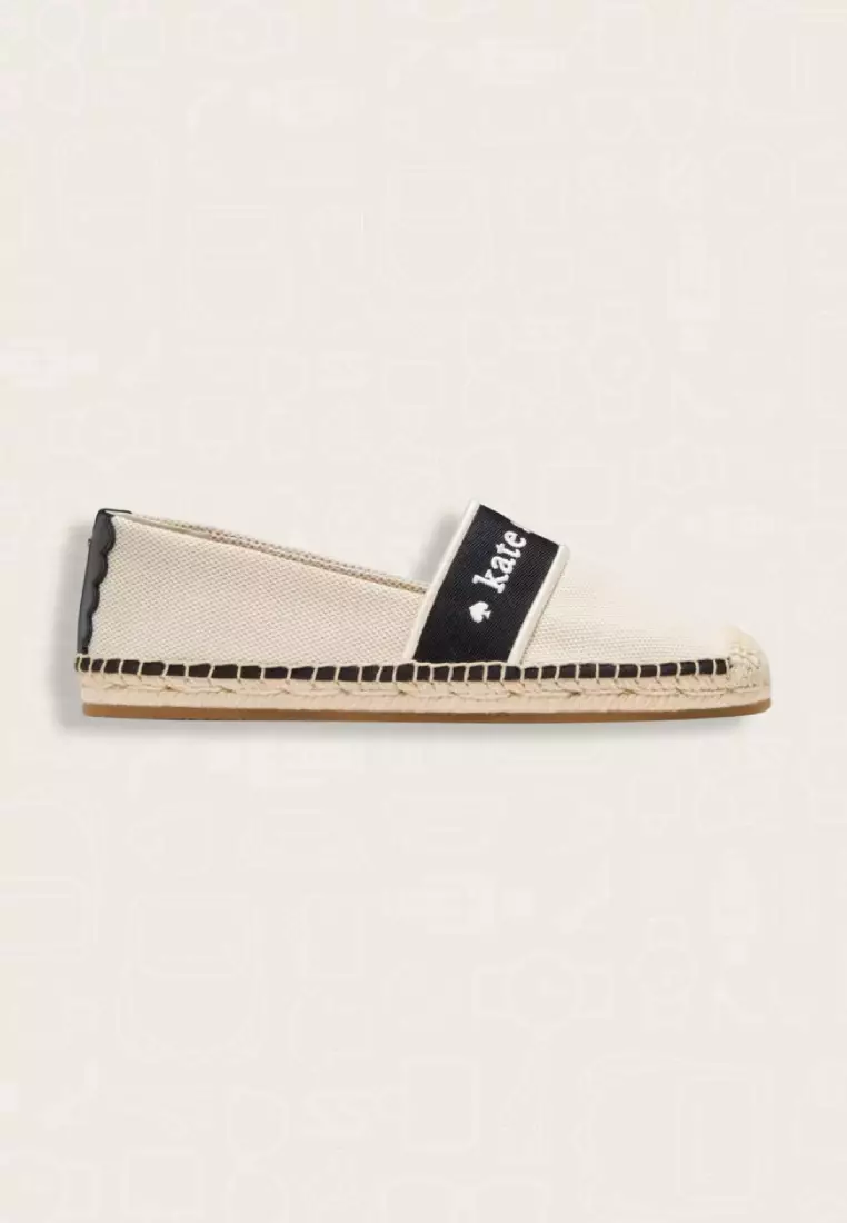 Kate Spade Piper Webbing Espadrille Flat Black