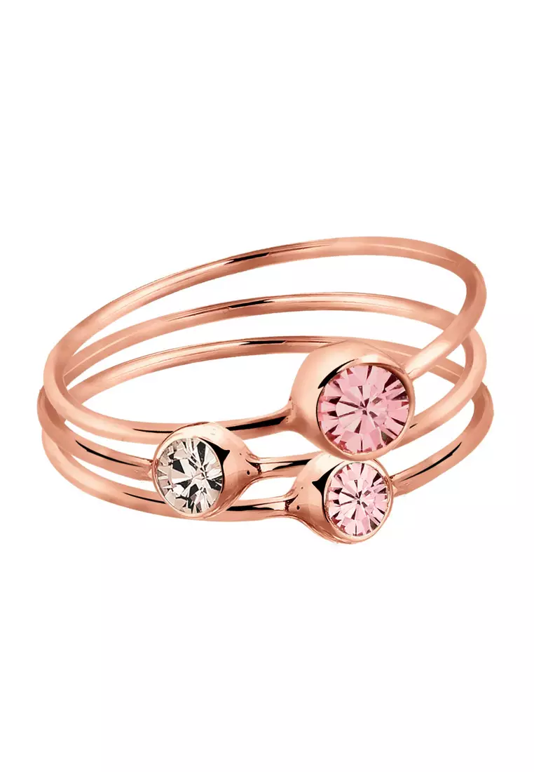 Ring Set Rosegold Plated Embellished with Crystals by Swarovski®