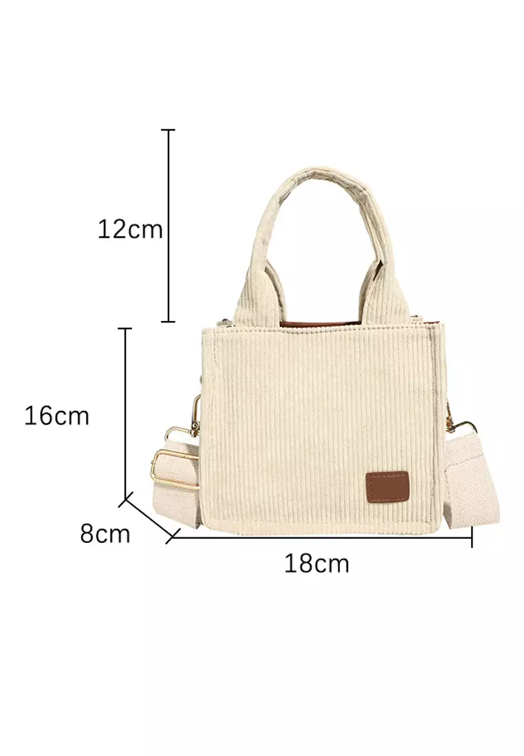 Wakakids Tas Selempang Wanita Sling Bag Kotak Corduroy Hand Bag Venrc Coklat Muda