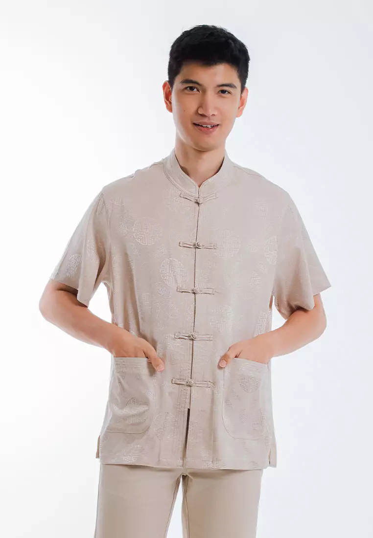 Alain Delon Mens CNY Tang Fu Short Sleeve - 14526001-50Gold