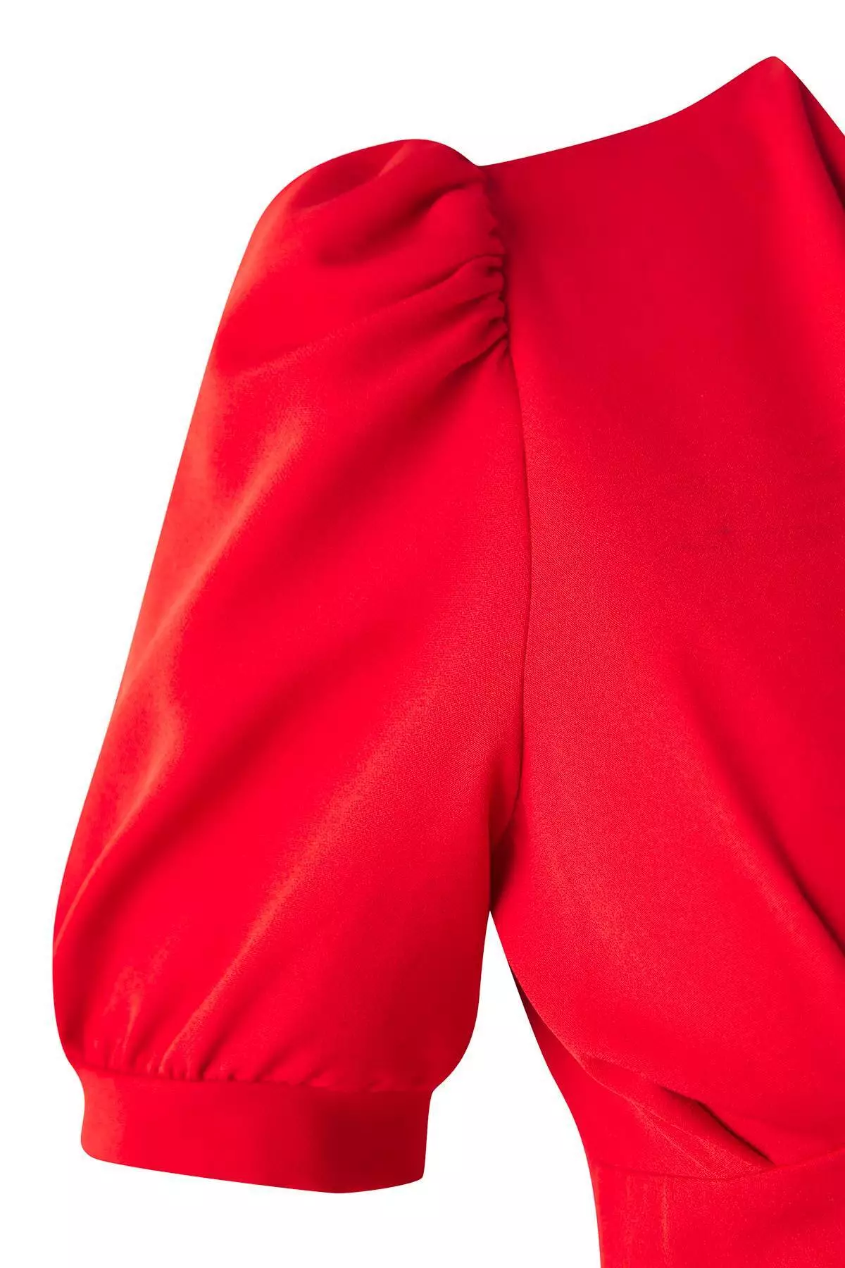 Red V-Neck Midi Finike Woven Plus Size Dress