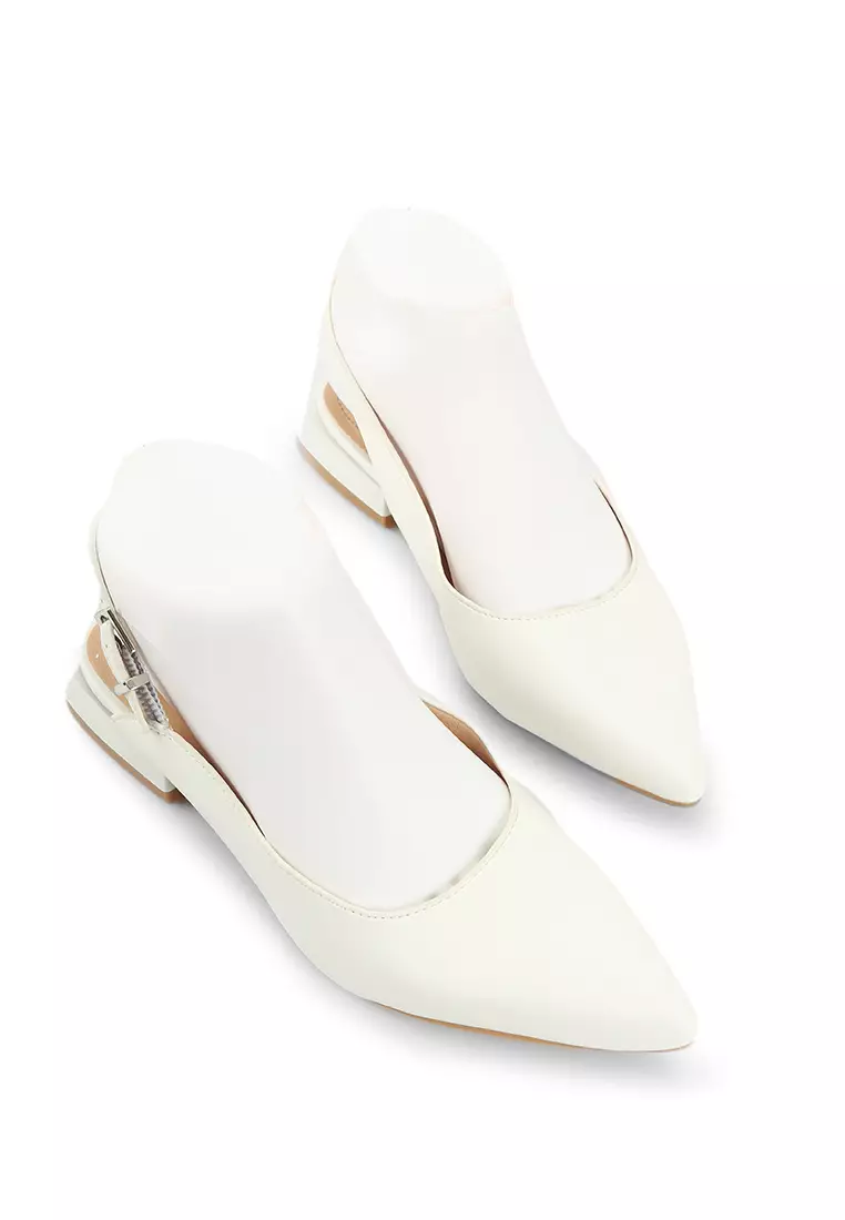 White flat deals slingback shoes