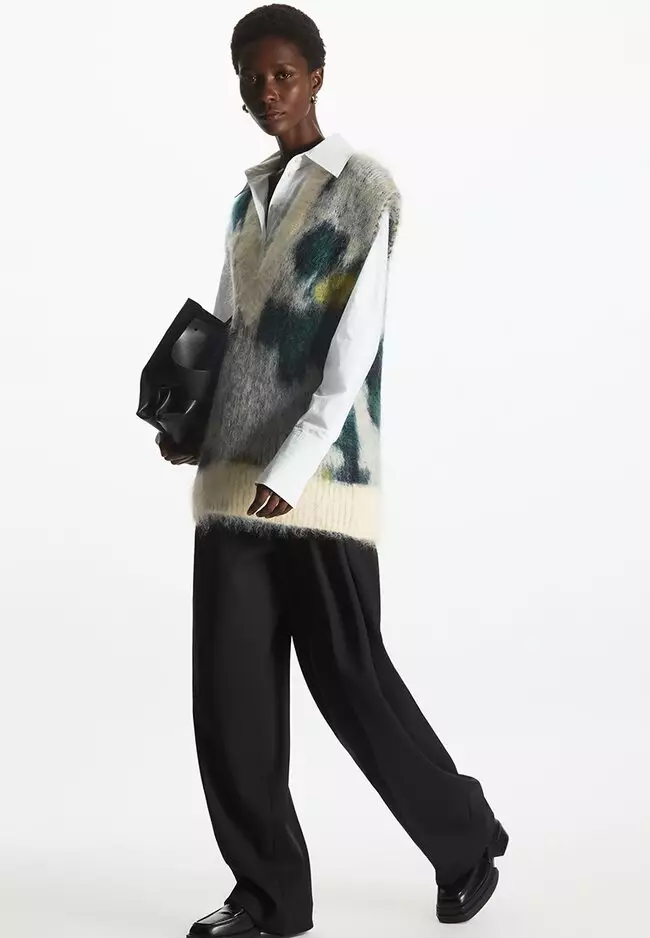 Intarsia Mohair V-Neck Vest