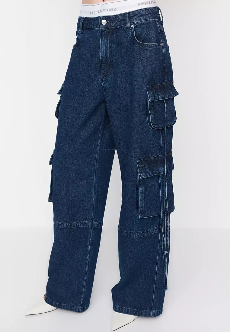 Buy Trendyol Elastic Waist Cargo Jeans Online