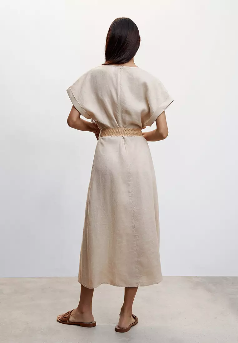 Mango checked deals linen dress