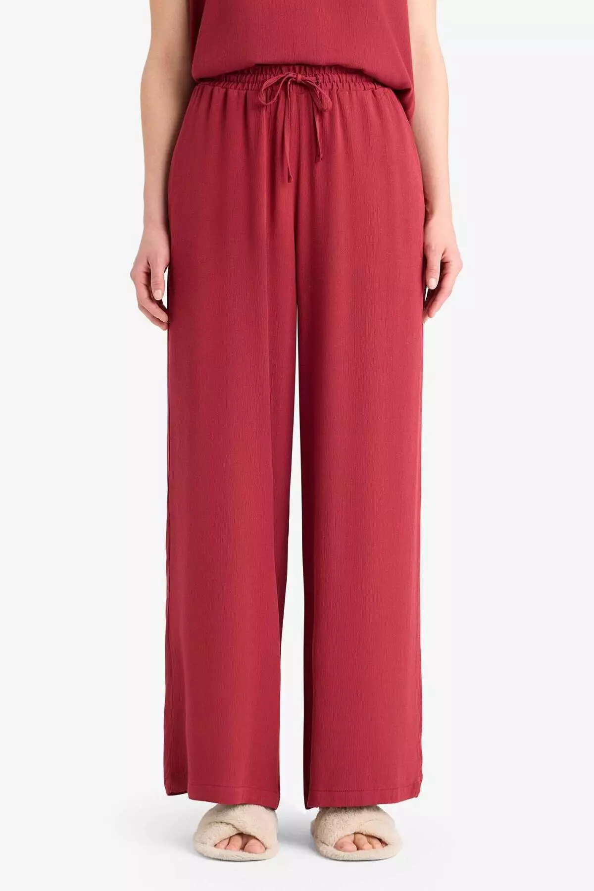 Regular Fit Stretchy Waisted Lace-Up Beach Pants-Fall in Love D9763Ax25Sm