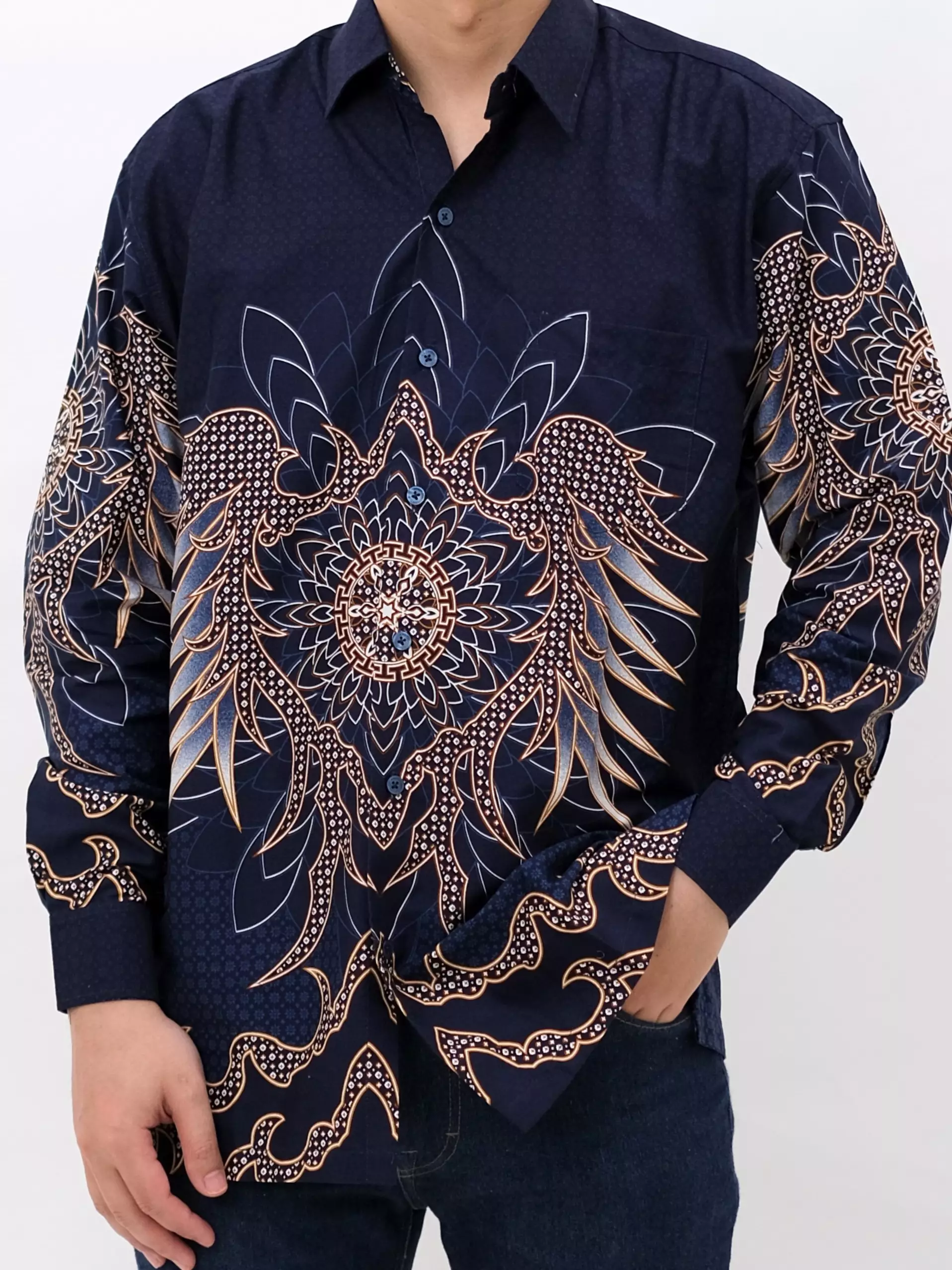 Andre Michel Kemeja Batik Lengan Panjang Navy 16754