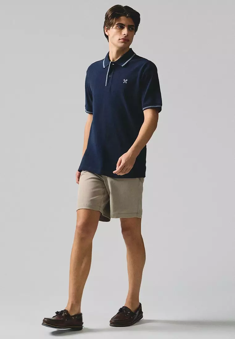 Regular Fit Polo Shirt With Contrast Chest Embroidery In Pique