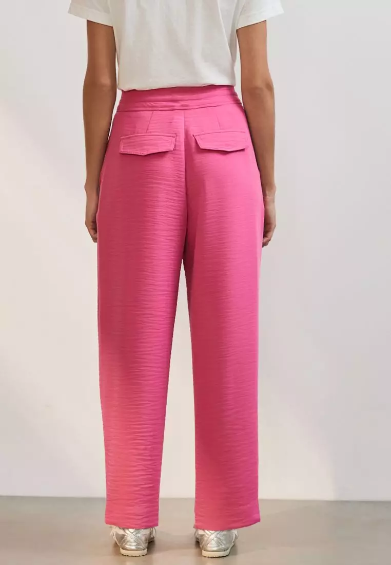 Barrel Leg Crepe Trousers
