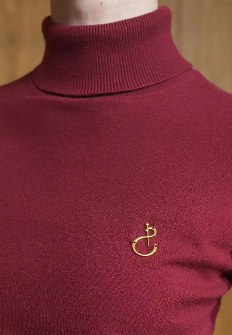 Jenna and Kaia - Nafa Turtleneck Dark Ruby - Kaos Turtleneck Wanita