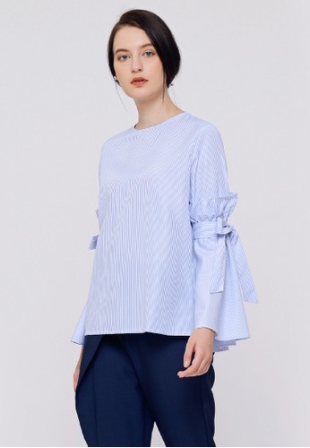 Jual Eloisetowear Aquila Top In Light Blue Stripe Original Zalora Indonesia