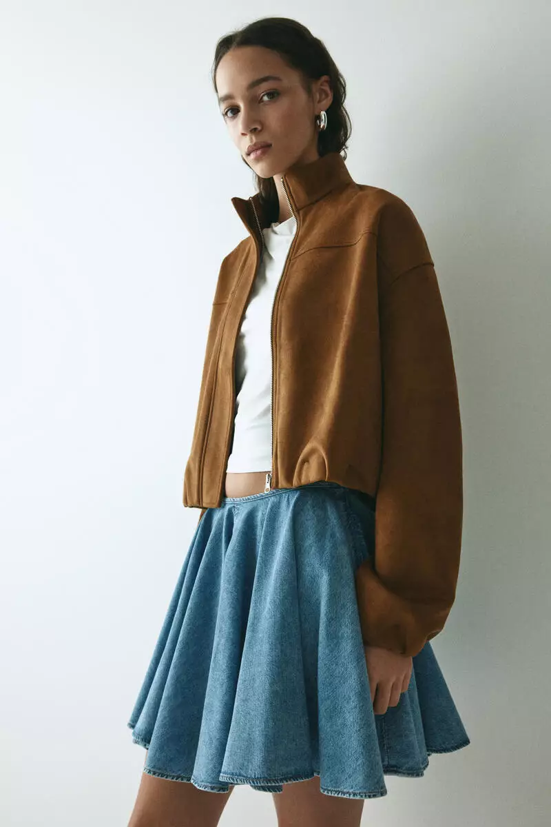 Flared denim skirt