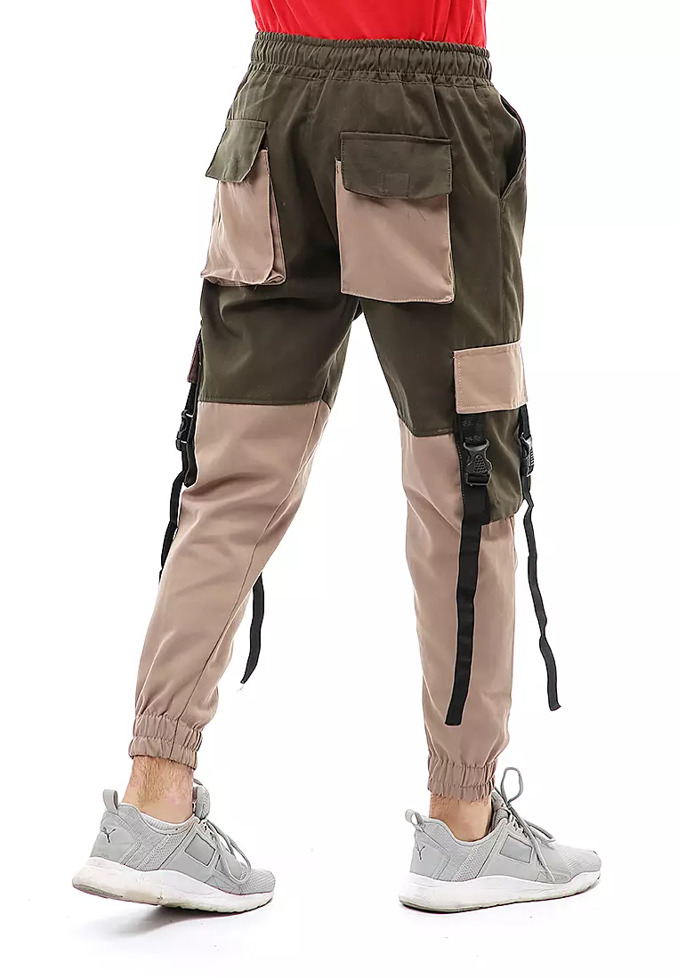 Locko Long Pants Celana Jogger Pria Kombinasi Material Cotton Twill ORIGINAL - Green Cream