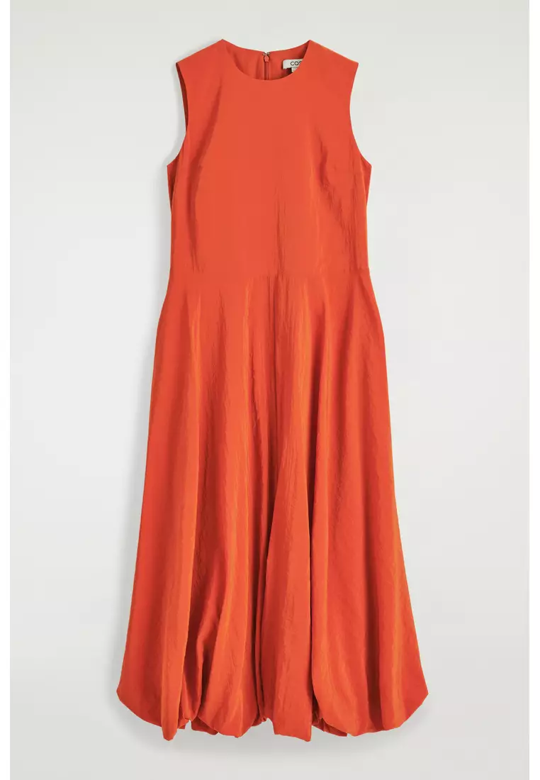 SLEEVELESS BUBBLE-HEM MIDI DRESS