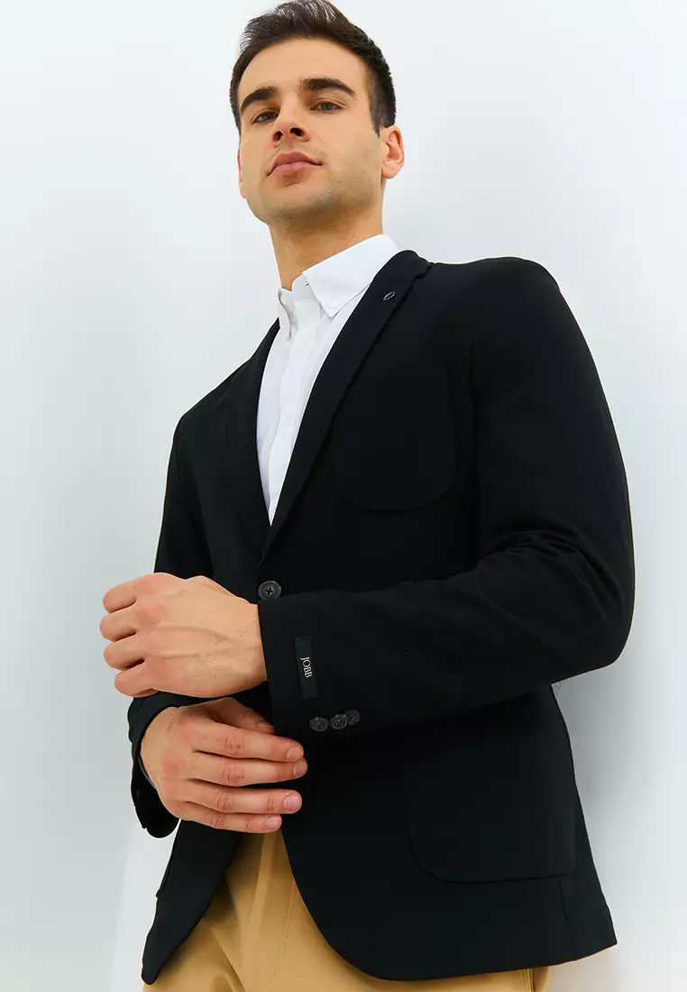 Jobb Edmond-T2 Blazer Pria Slim Fit Hitam