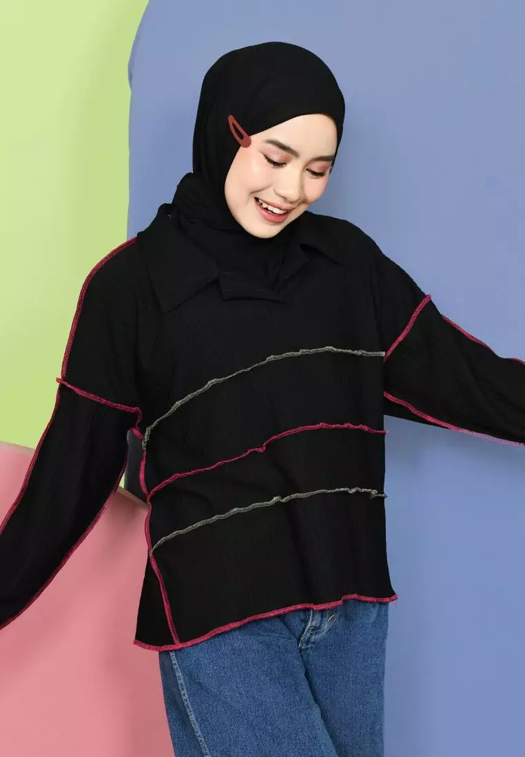Yuna Playfull Knit Tops - Black M18125 R17S2